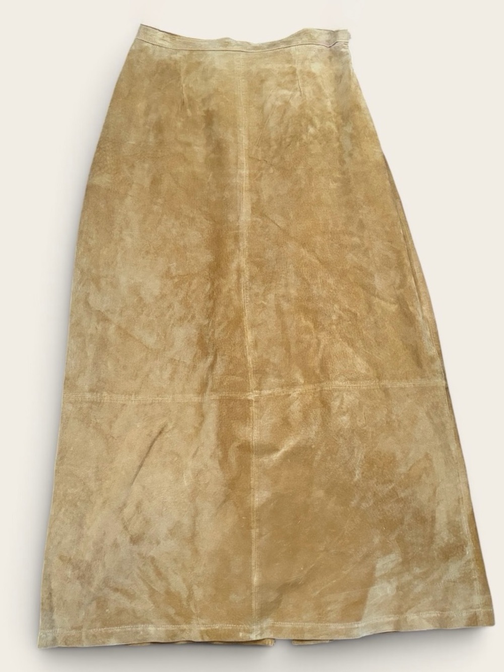 Stan Herman Genuine Suede Leather Maxi Skirt Size 6 Tan Camel